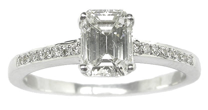 0.83ct Emerald Cut Diamond 18k White Gold Engagement Ring