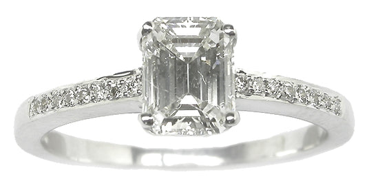 0.83ct Emerald Cut Diamond 18k White Gold Engagement Ring