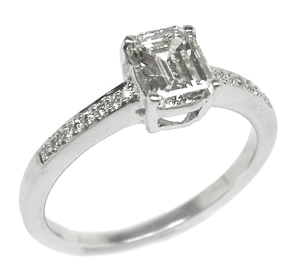 0.83ct Emerald Cut Diamond 18k White Gold Engagement Ring