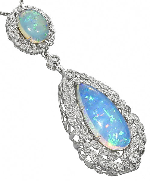 0.84ct Diamond Opal Pendant