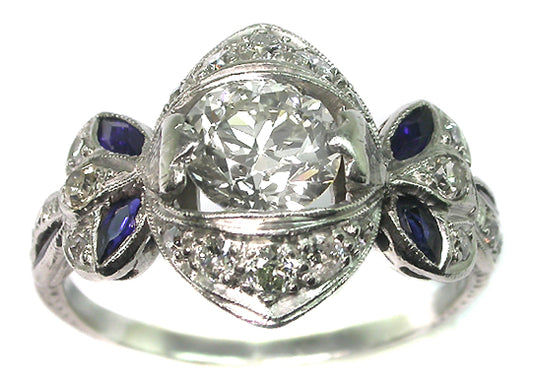 0.85ct Diamond Edwardian Platinum Engagement Ring