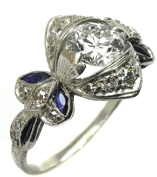 0.85ct Diamond Edwardian Platinum Engagement Ring