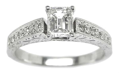 0.85ct Emerald Cut Diamond 18k White Gold Engagement Ring