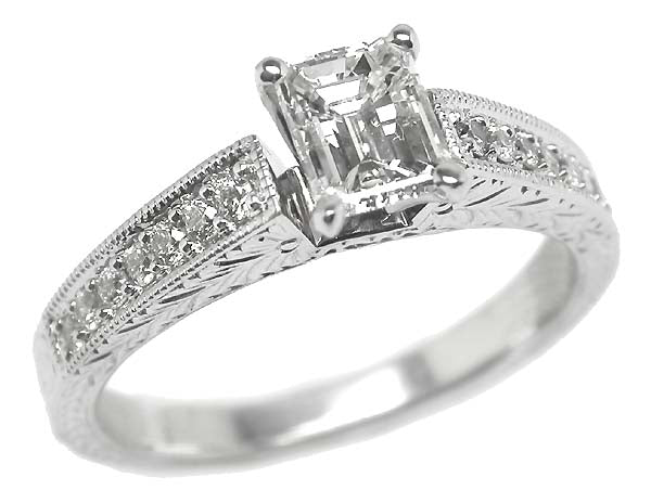 0.85ct Emerald Cut Diamond 18k White Gold Engagement Ring