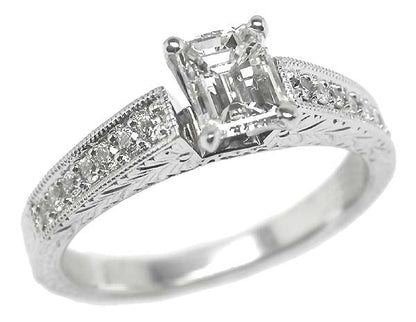 0.85ct Emerald Cut Diamond 18k White Gold Engagement Ring