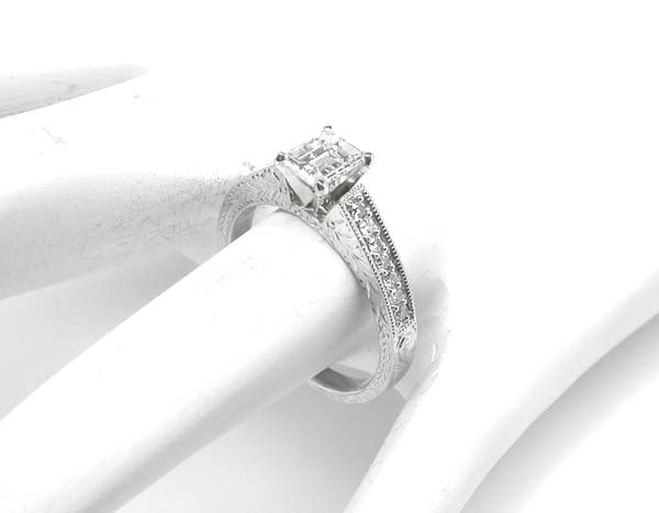 0.85ct Emerald Cut Diamond 18k White Gold Engagement Ring