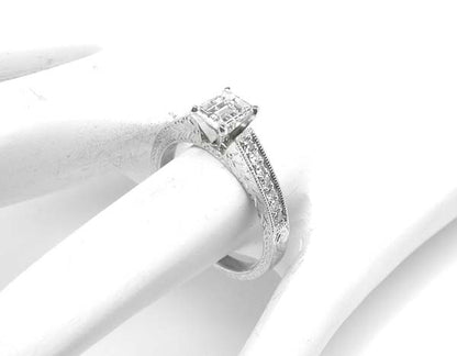 0.85ct Emerald Cut Diamond 18k White Gold Engagement Ring