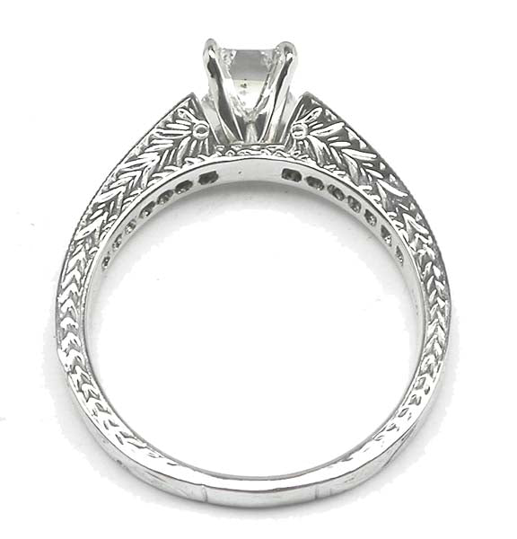 0.85ct Emerald Cut Diamond 18k White Gold Engagement Ring