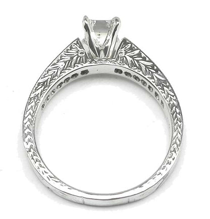 0.85ct Emerald Cut Diamond 18k White Gold Engagement Ring