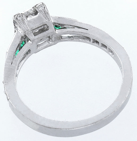 0.88ct Diamond Emerald Engagement Ring