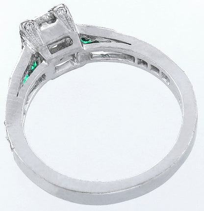 0.88ct Diamond Emerald Engagement Ring