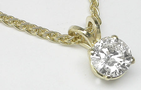 0.88ct Round Brilliant Diamond 14k Gold Necklace