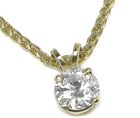 0.88ct Round Brilliant Diamond 14k Gold Necklace