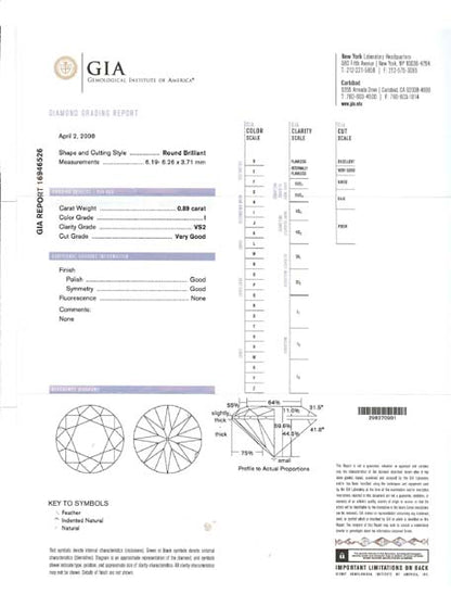0.89ct Diamond 18k White Gold Engagement Ring