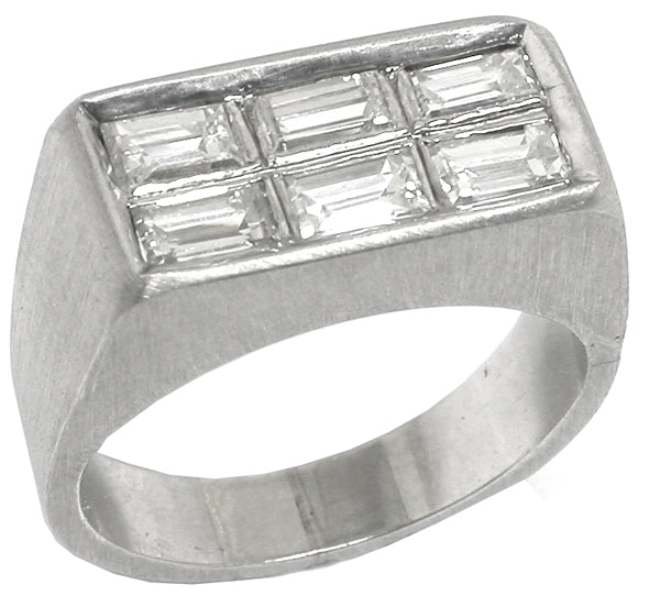 0.90ct Baguette Cut Diamond 18k White Gold  Ring