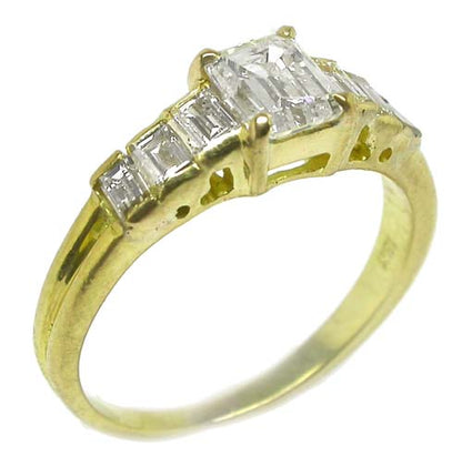 0.90ct Emerald Cut Diamond 18k Yellow Gold Engagement Ring