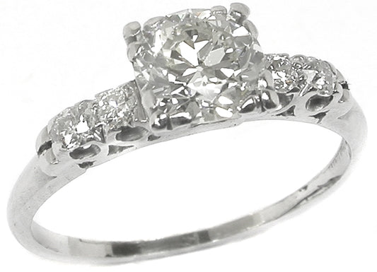 0.90ct Old Diamond Platinum Engagement Ring