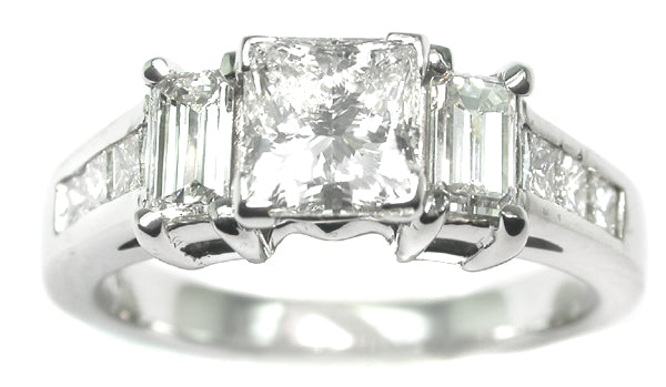 0.90ct Princess Cut 14k White Gold Diamond Engagement Ring