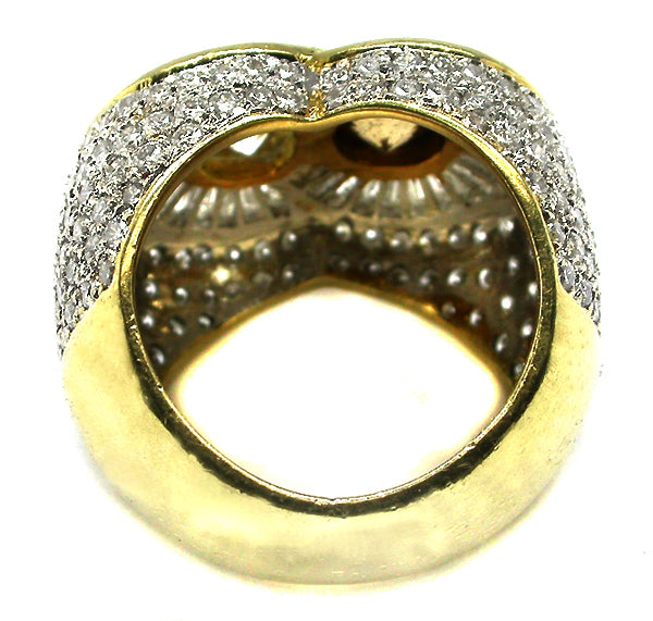 0.90ct White & 1.10ct Brown Fancy Diamond  18k Yellow Gold Ring