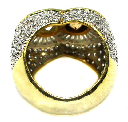 0.90ct White & 1.10ct Brown Fancy Diamond  18k Yellow Gold Ring