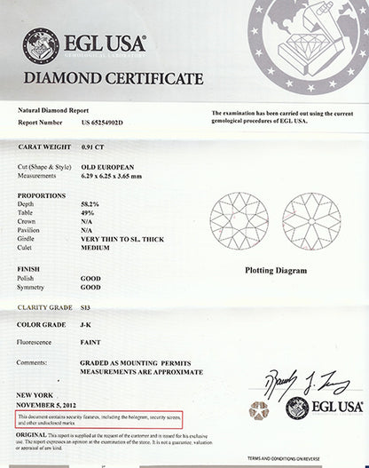 0.91ct Diamond 18k Gold Engagement Ring