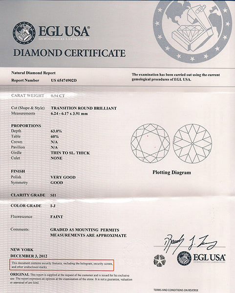 0.94ct Diamond Platinum Engagement Ring