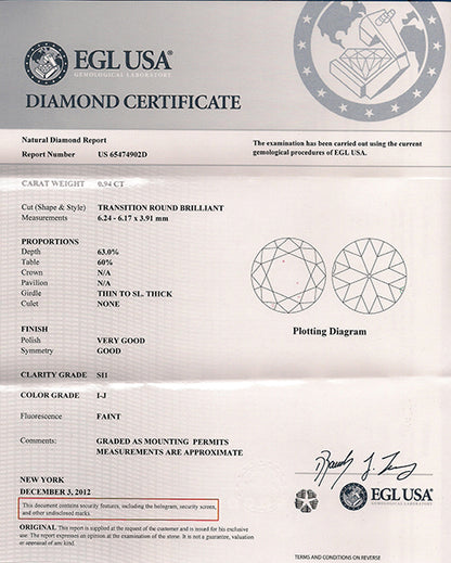 0.94ct Diamond Platinum Engagement Ring