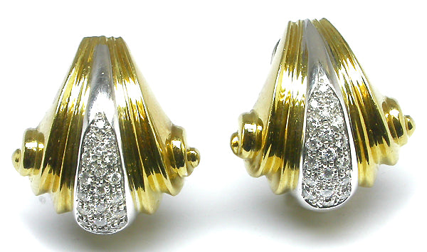 0.95ct Diamond 18K White & Yellow Gold Earrings