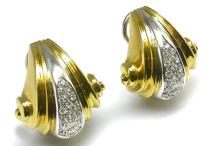 0.95ct Diamond 18K White & Yellow Gold Earrings