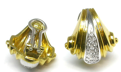 0.95ct Diamond 18K White & Yellow Gold Earrings