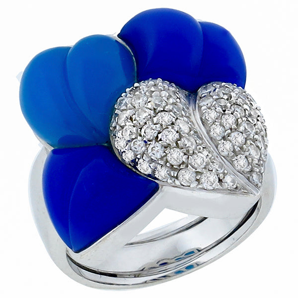 0.95ct Diamond Enamel Gold Heart Ring