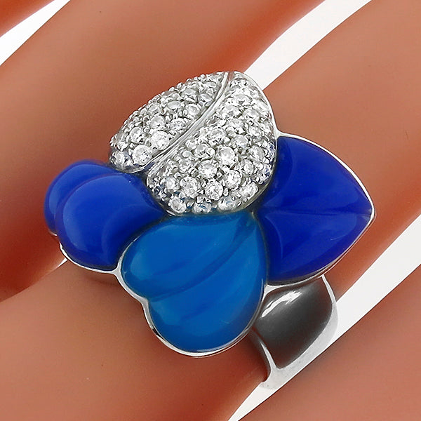 0.95ct Diamond Enamel Gold Heart Ring