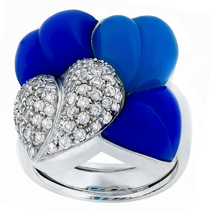 0.95ct Diamond Enamel Gold Heart Ring