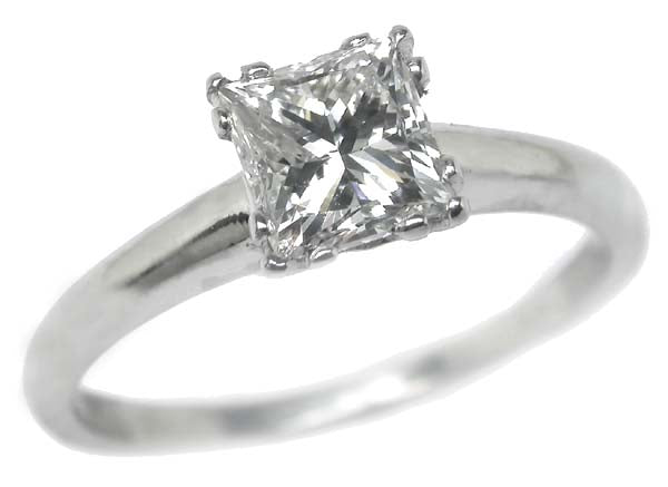 0.96ct Princess Cut Diamond Platinum Engagement Ring