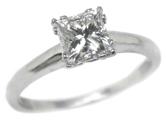 0.96ct Princess Cut Diamond Platinum Engagement Ring