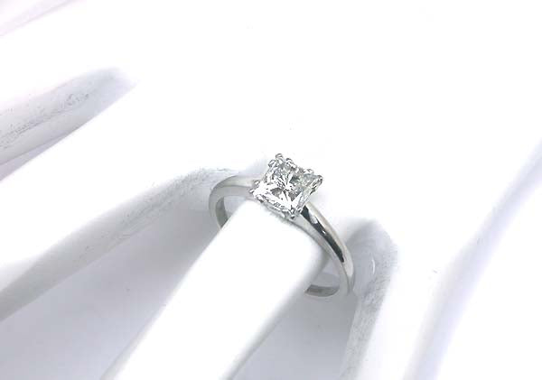 0.96ct Princess Cut Diamond Platinum Engagement Ring