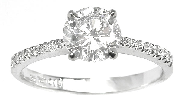 0.96ct Round Brilliant 18K White Gold Engagement Ring
