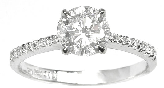 0.96ct Round Brilliant 18K White Gold Engagement Ring