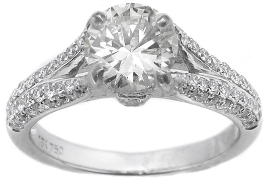 0.98ct Round Brilliant Cut Diamond Gold Engagement Ring