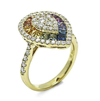1.52ct sapphire and 0.84ct diamond vintage gold ring