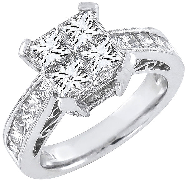 1.00ct Center Diamond 1.00ct Side Diamond Gold Ring