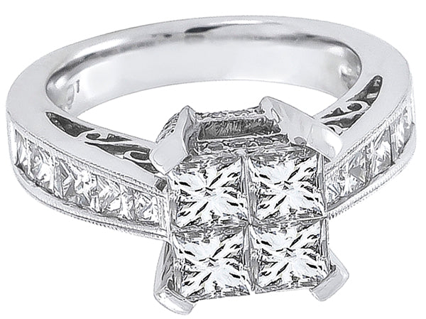 1.00ct Center Diamond 1.00ct Side Diamond Gold Ring