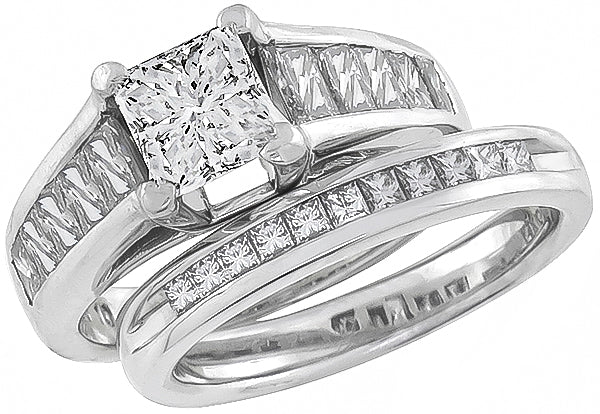 1.00ct Center Diamond Engagement Ring and Wedding Band Set