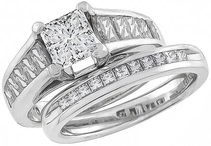 1.00ct Center Diamond Engagement Ring and Wedding Band Set