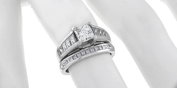1.00ct Center Diamond Engagement Ring and Wedding Band Set