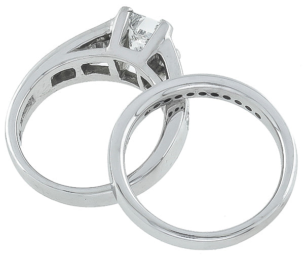 1.00ct Center Diamond Engagement Ring and Wedding Band Set