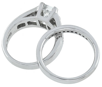 1.00ct Center Diamond Engagement Ring and Wedding Band Set