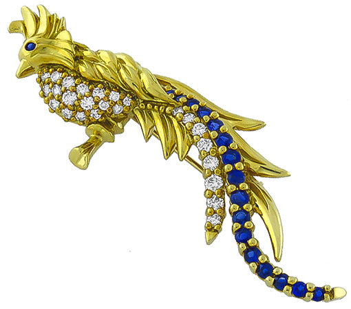 1.00ct Diamond 1.00ct Sapphire Bird Pin