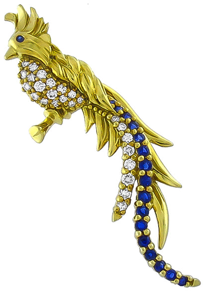 1.00ct Diamond 1.00ct Sapphire Bird Pin