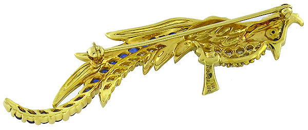 1.00ct Diamond 1.00ct Sapphire Bird Pin